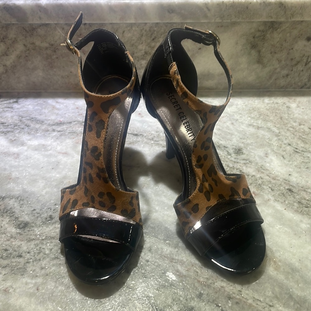 Patent Black & cheetah print heels